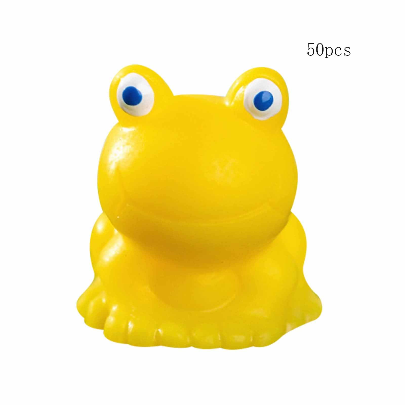Holloyiver 50Pcs Mini Resin Frogs, Cute Yellow Tiny Frogs Figurines Miniature Home Decor Fairy Garden Decor, Dollhouse, Cake Topper Animals Model Birthday Party Favors Gift